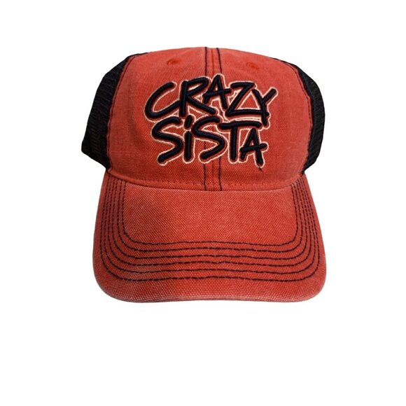 Crazy Sista Trucker Hat Legacy Scarlet Navy Mesh Adjustable Snapback Beach Cap - Picture 2 of 9